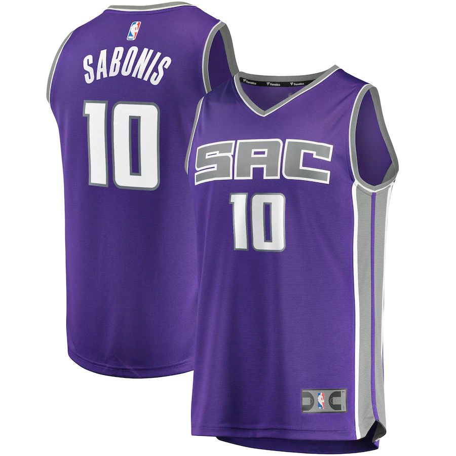Men Sacramento Kings 10 Domantas Sabonis Fanatics Branded Purple Fast Break Replica NBA Jersey